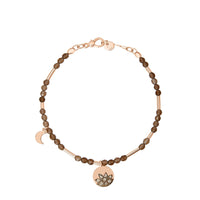 Moon & Sun rose gold smoky quartz & diamonds Bracelet - Rose Gold