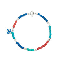 Mini Granelli silver Bracelet - Silver & Blue & Red