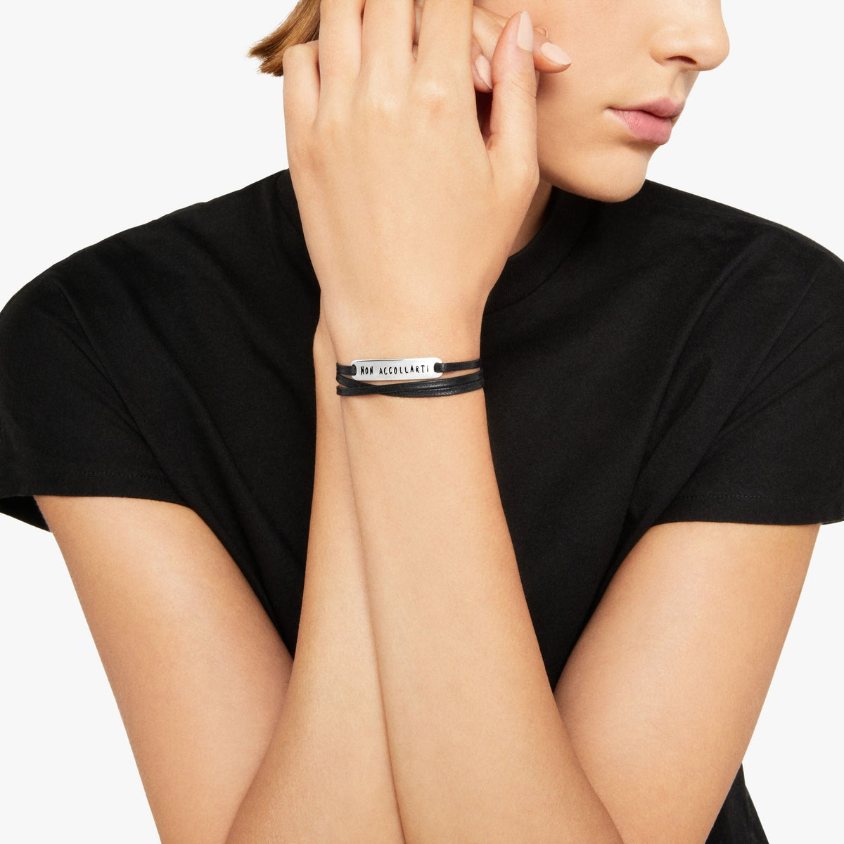 Sentimentale te.loscrivoio sterling silver Bracelet - Silver & Black