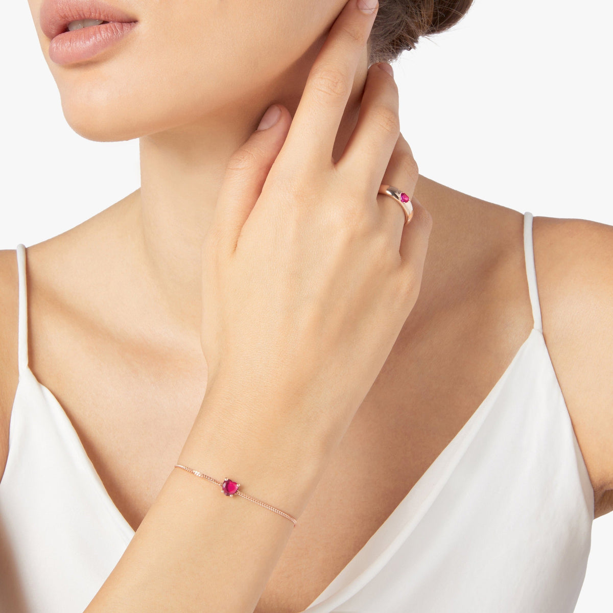 Cuore rose gold & ruby Bracelet - Rose Gold