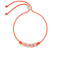 Amo symbols gold plated silver & orange cord Bracelet - Silver & Pink