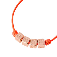 Amo symbols gold plated silver & orange cord Bracelet - Silver & Pink