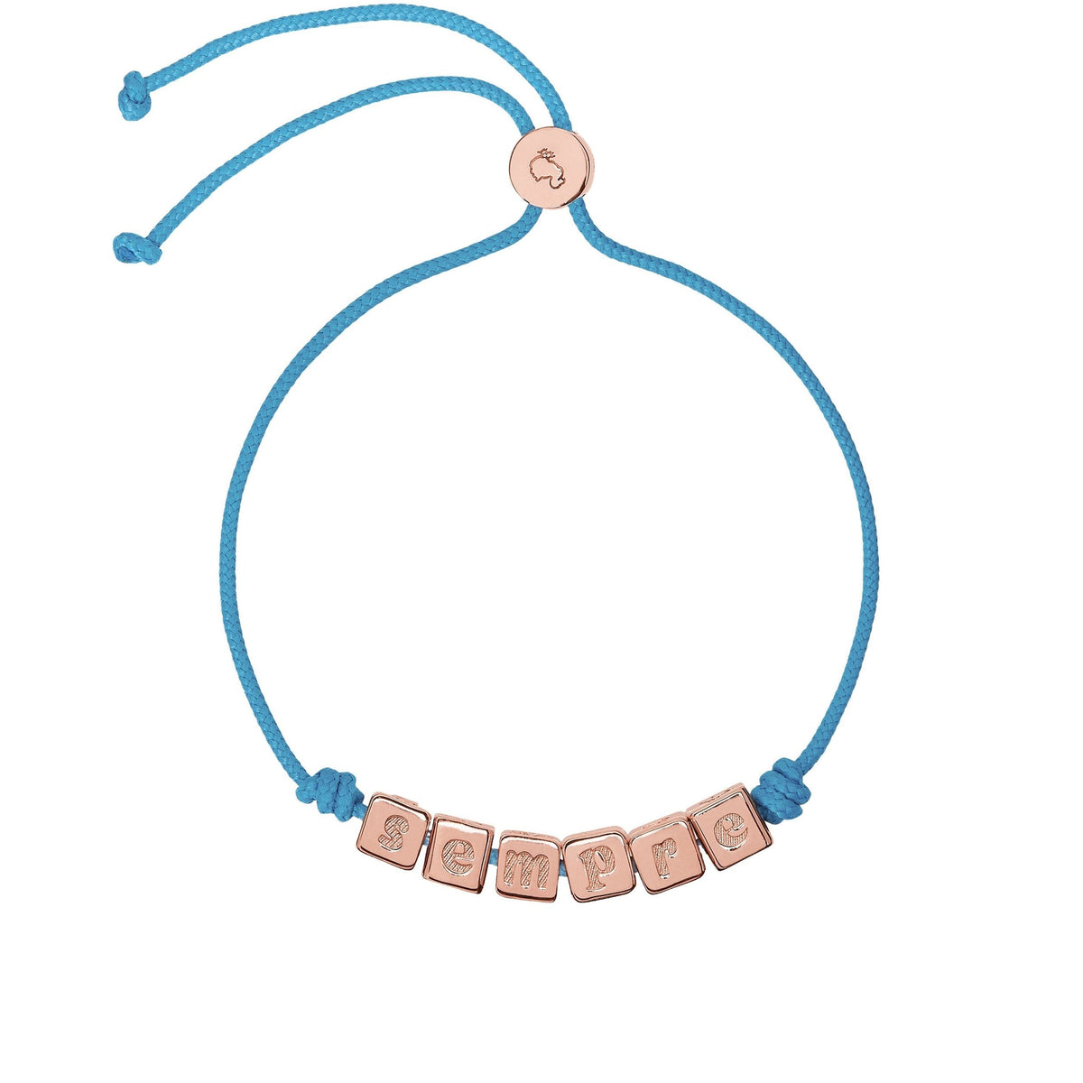 Sempre symbols gold plated silver cube & blue cord Bracelet - Silver & Blue