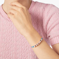 Sempre symbols gold plated silver cube & blue cord Bracelet - Silver & Blue