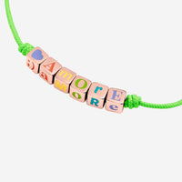 Amore symbols silver & green cord Bracelet - Silver