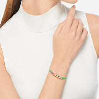 Amore symbols silver & green cord Bracelet - Silver