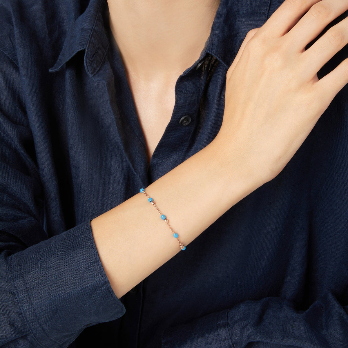 Granelli rose gold & turquoise ceramic Bracelet - Rose Gold