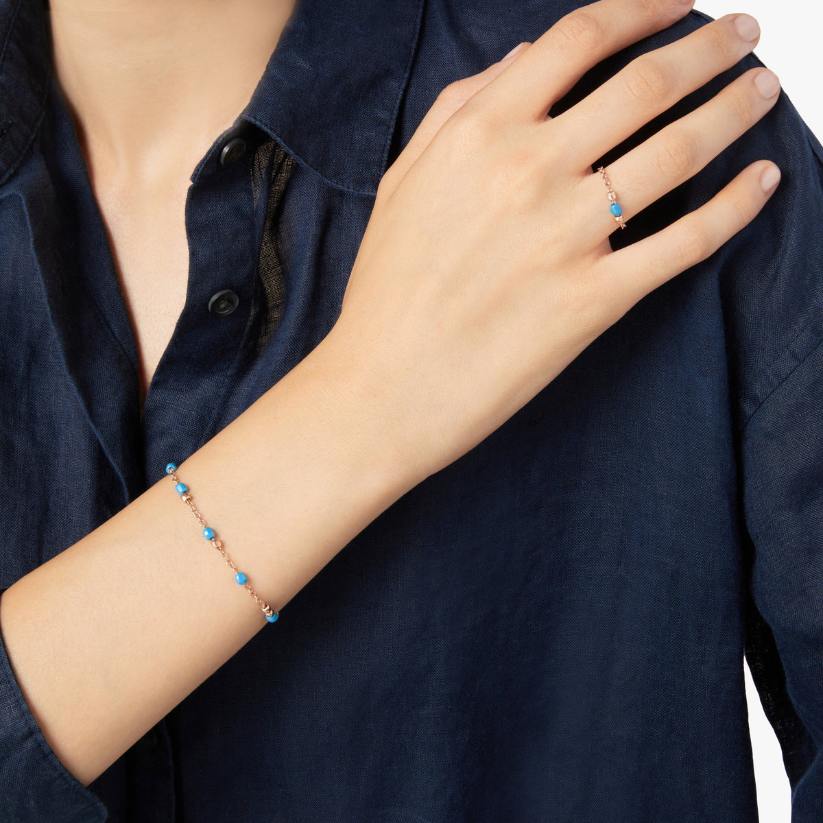 Granelli rose gold & turquoise ceramic Bracelet - Rose Gold