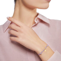 Yellow gold Stellina charm & mini Granelli lilac cord Bracelet - Yellow Gold & Silver