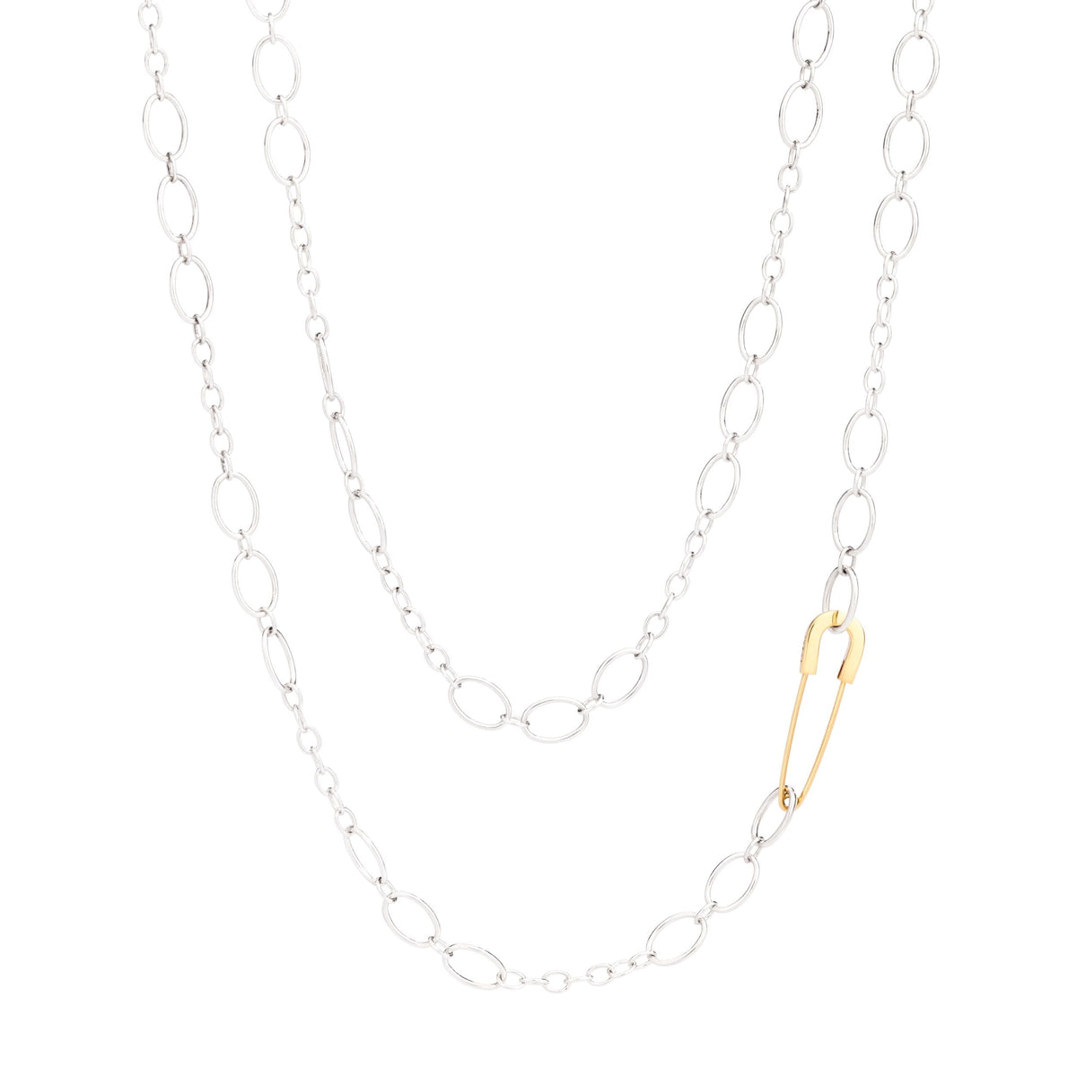 Pin yellow gold Necklace & Essentials silver Chain - Yellow Gold & Silver