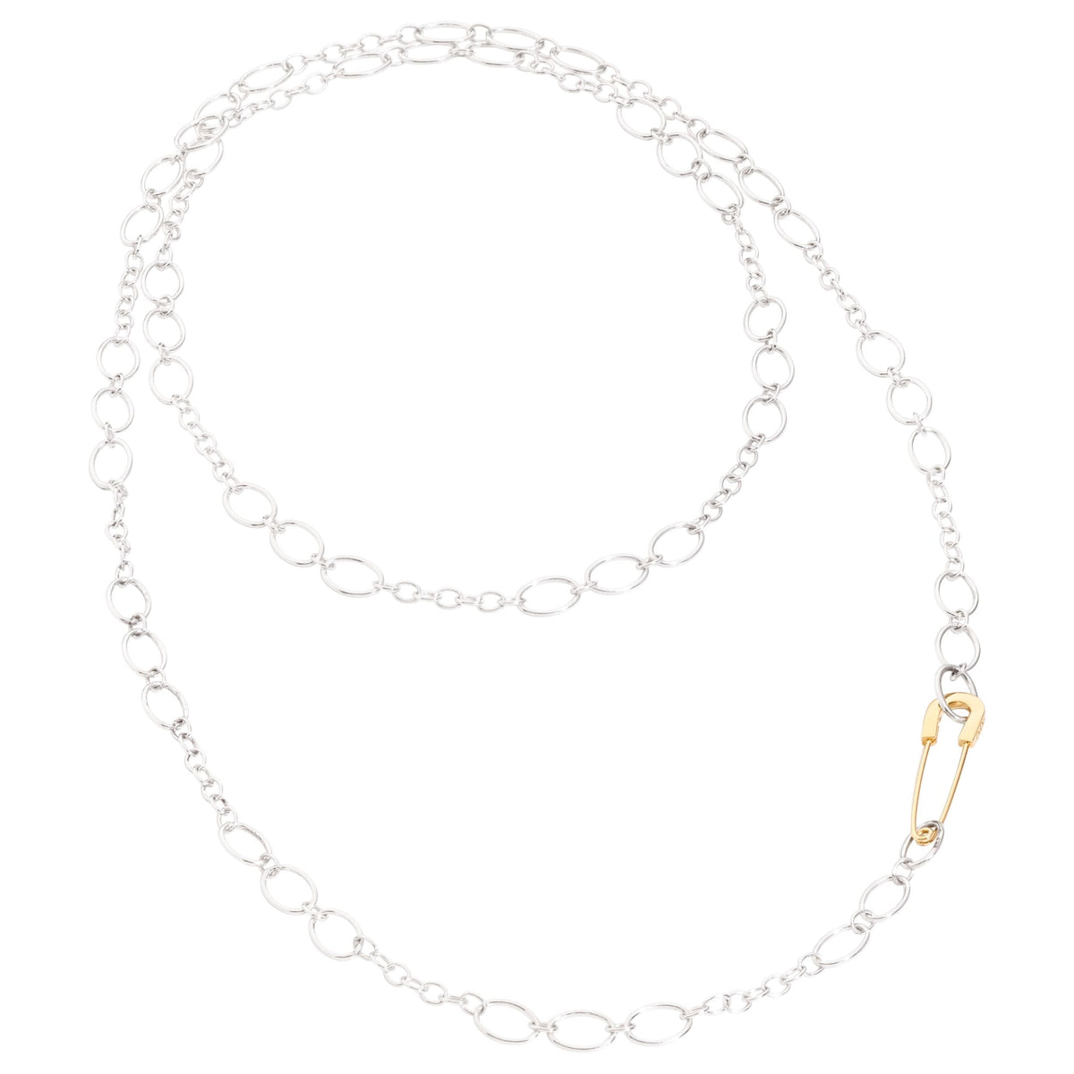 Pin yellow gold Necklace & Essentials silver Chain - Yellow Gold & Silver