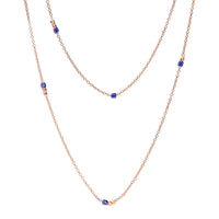 Mini granelli rose gold & blue ceramic Necklace - Rose Gold & Blue