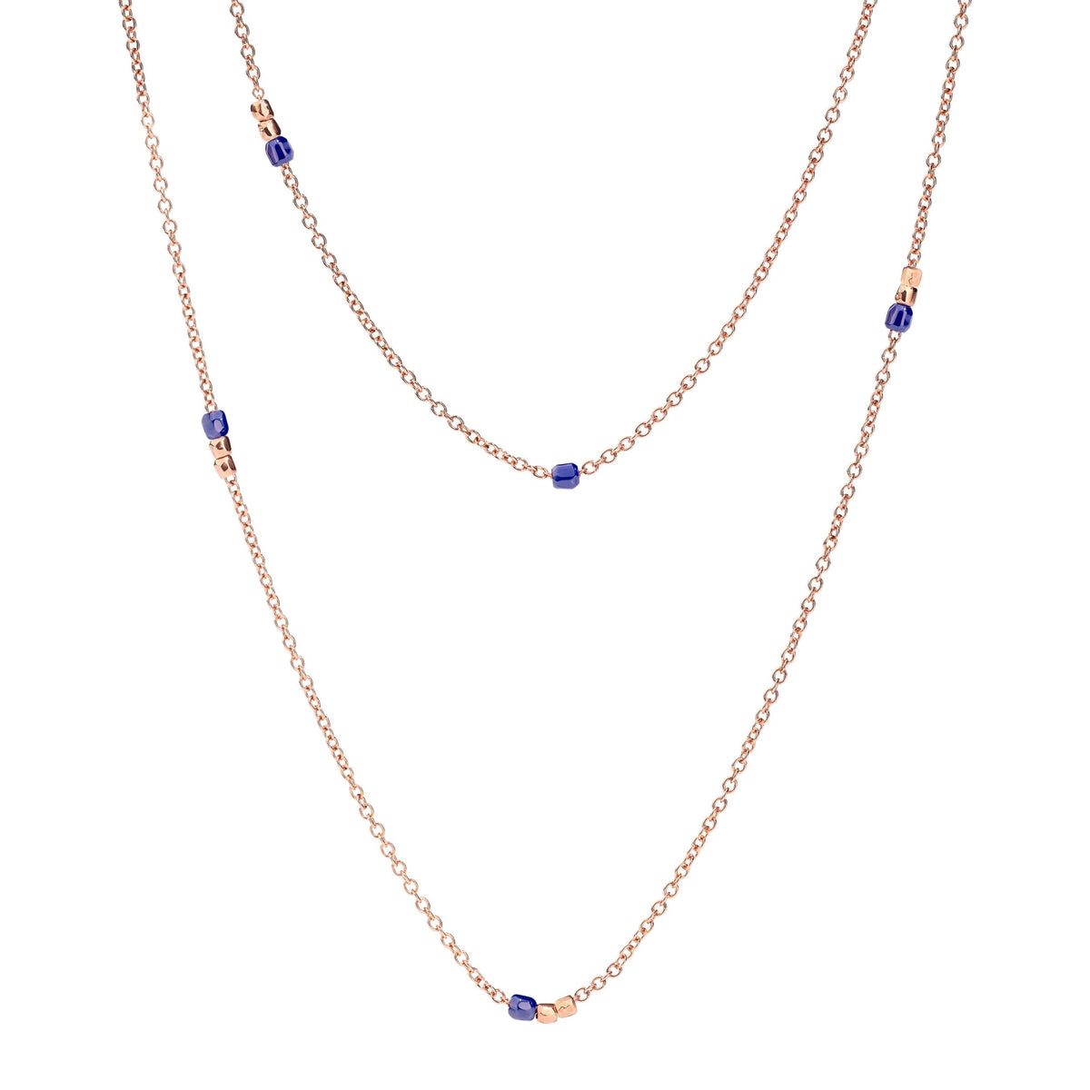 Mini granelli rose gold & blue ceramic Necklace - Rose Gold & Blue