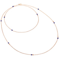 Mini granelli rose gold & blue ceramic Necklace - Rose Gold & Blue