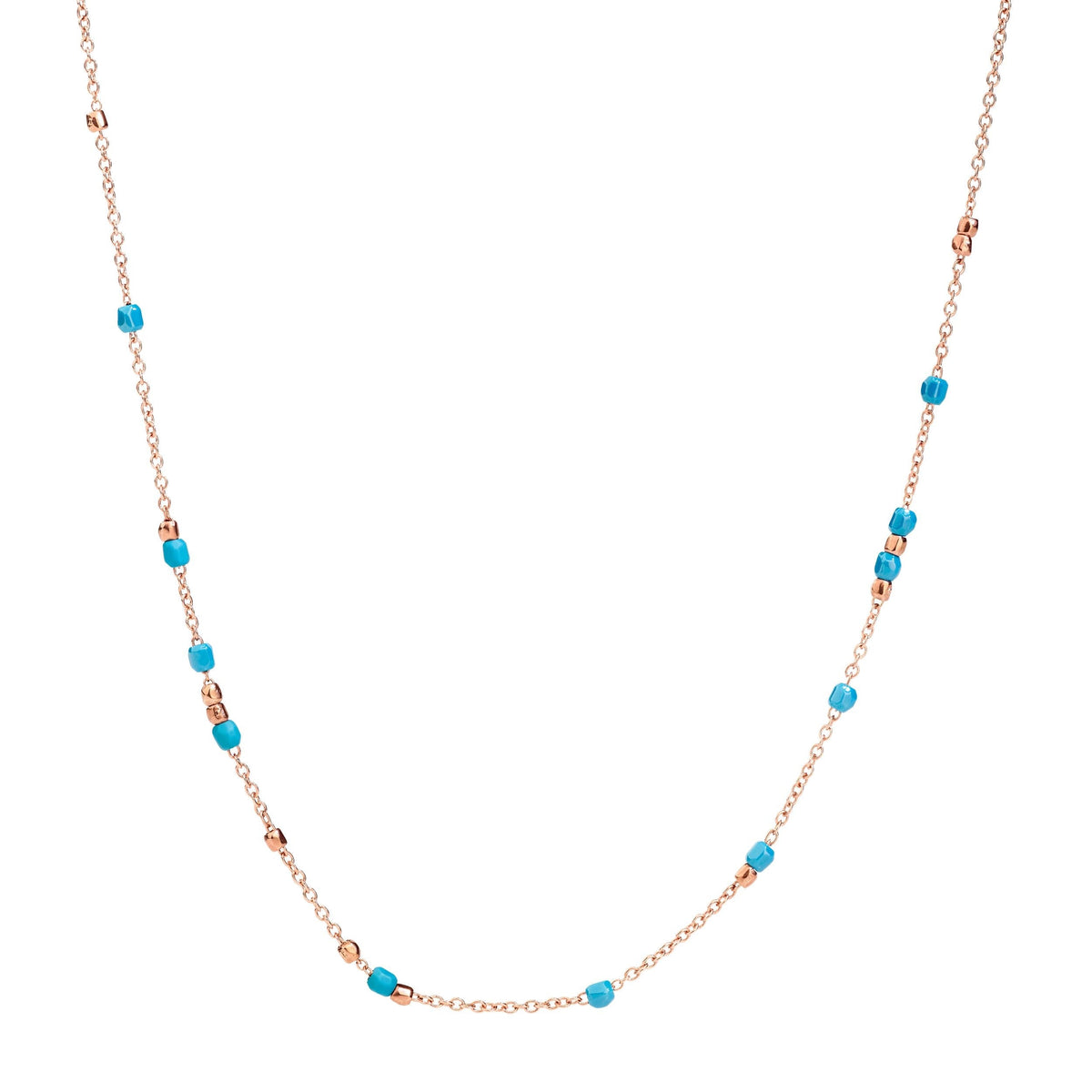 Mini granelli rose gold & turquoise ceramic Necklace - Rose Gold & Turquoise