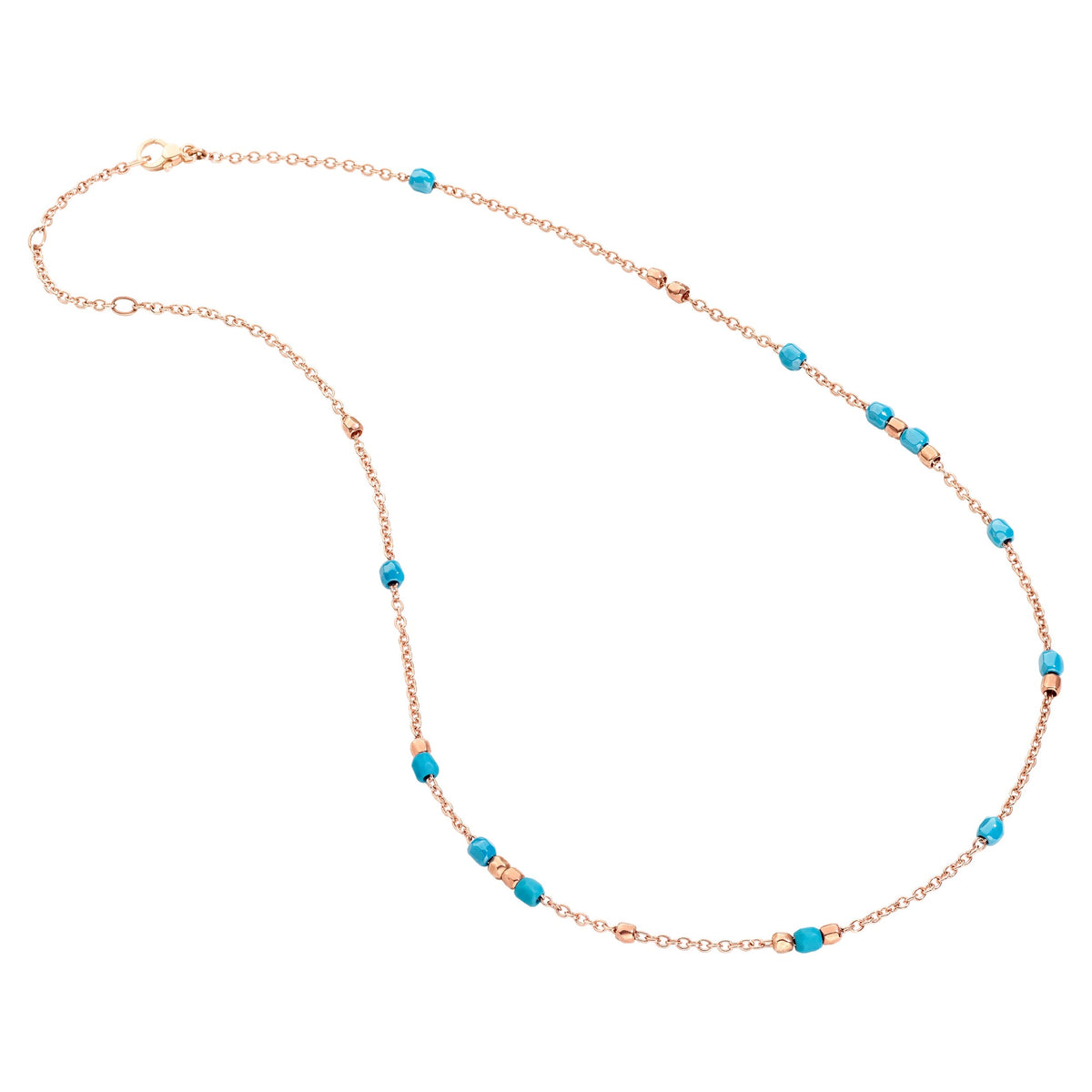 Mini granelli rose gold & turquoise ceramic Necklace - Rose Gold & Turquoise