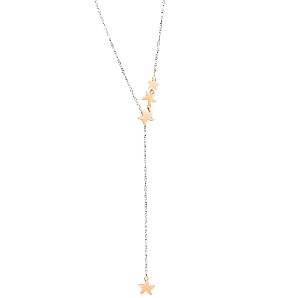 Lariat rose gold & silver Necklace - Rose Gold & Silver