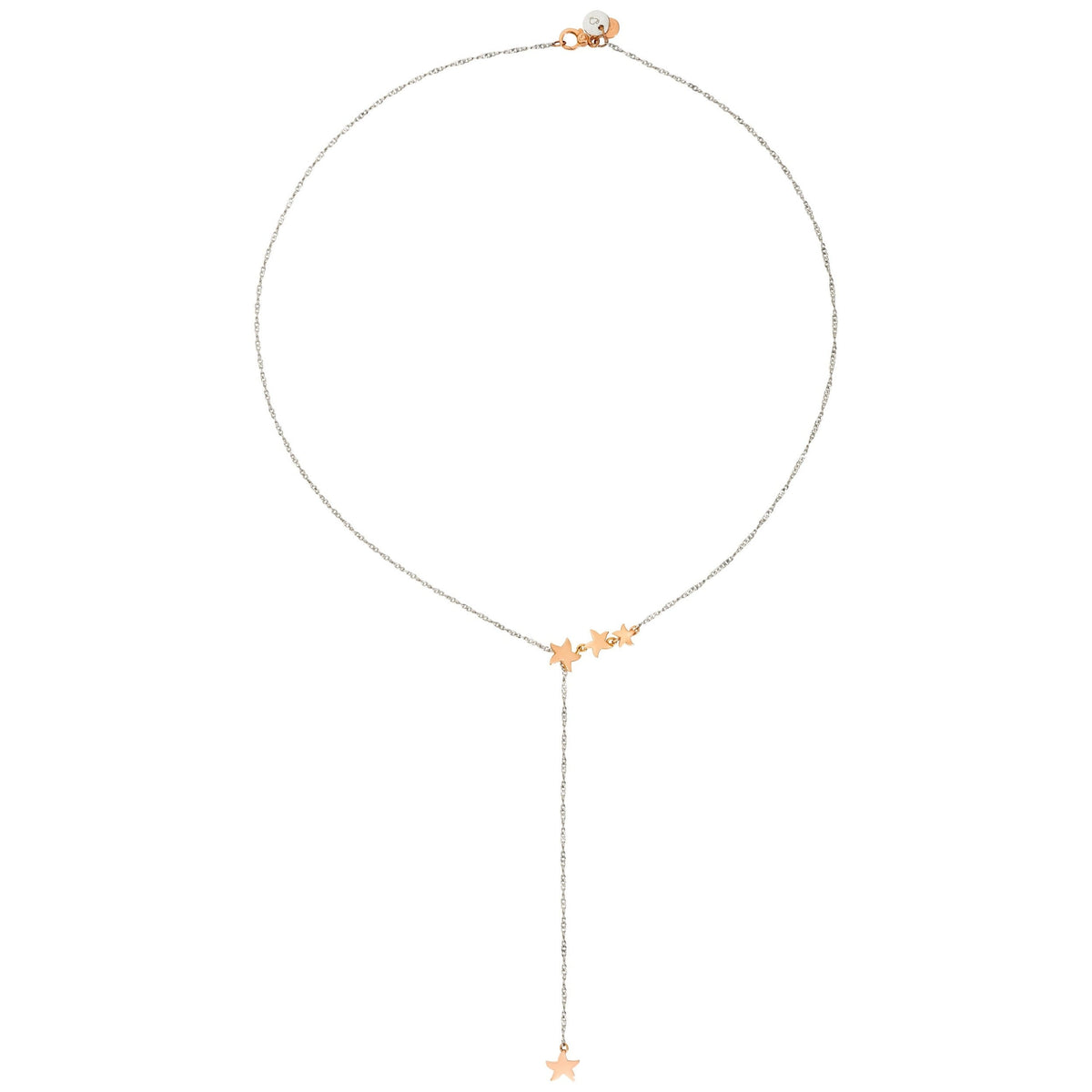 Lariat rose gold & silver Necklace - Rose Gold & Silver