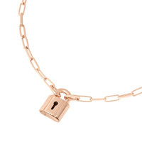 Lock rose gold plated silver Necklace - Rose Gold