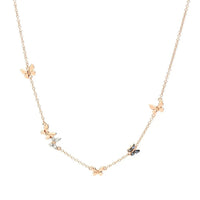 Butterfly rose gold diamonds & sapphires Necklace - Rose Gold