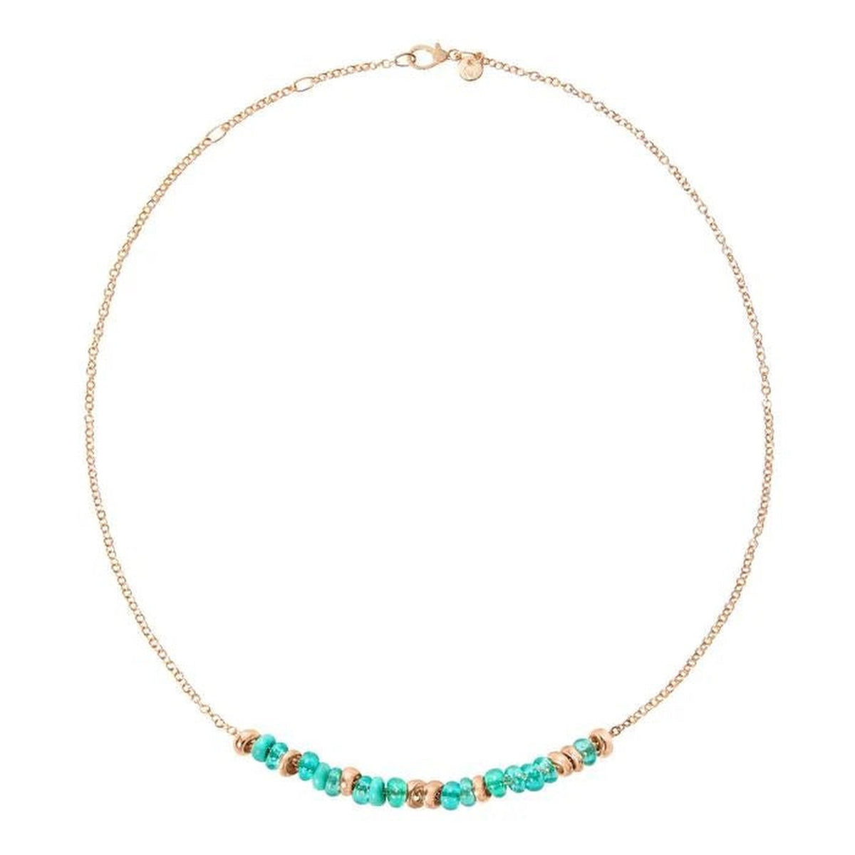 Rondelle rose gold plated silver & recycled plastic Necklace - Silver