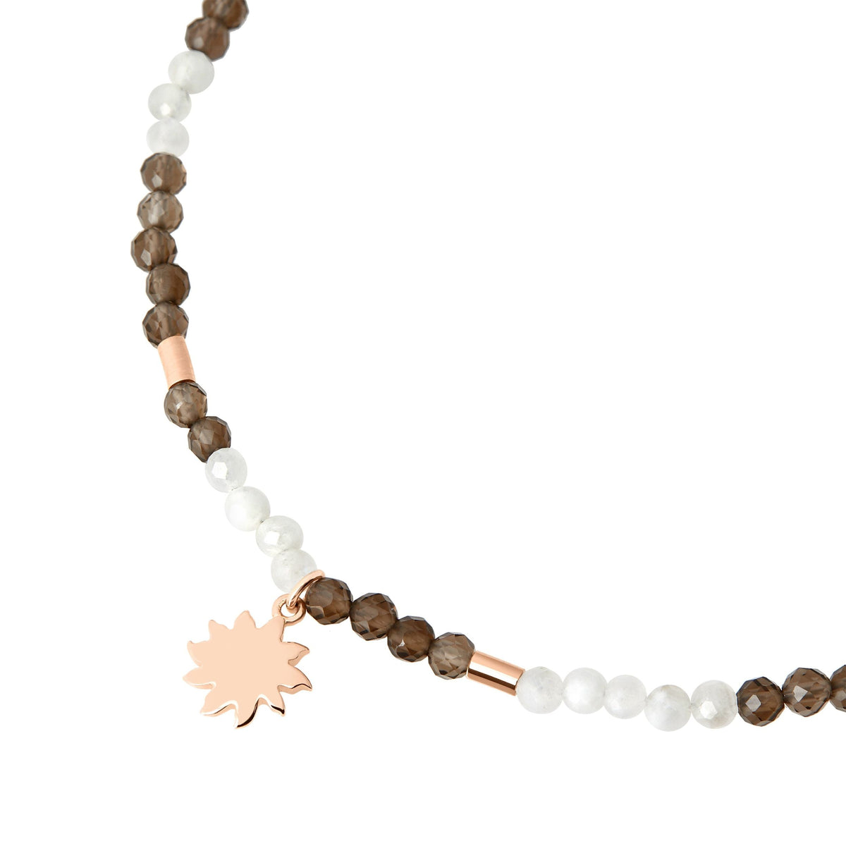 Moon and sun rose gold quartz & adularia Necklace - Rose Gold
