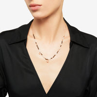 Moon and sun rose gold quartz & adularia Necklace - Rose Gold