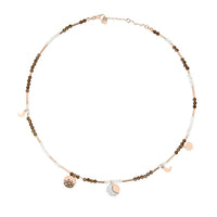 Moon and sun rose gold quartz & diamonds Necklace - Rose Gold