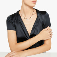 Moon and sun rose gold quartz & diamonds Necklace - Rose Gold