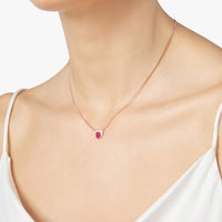Heart rose gold ruby & diamonds Necklace - Rose Gold