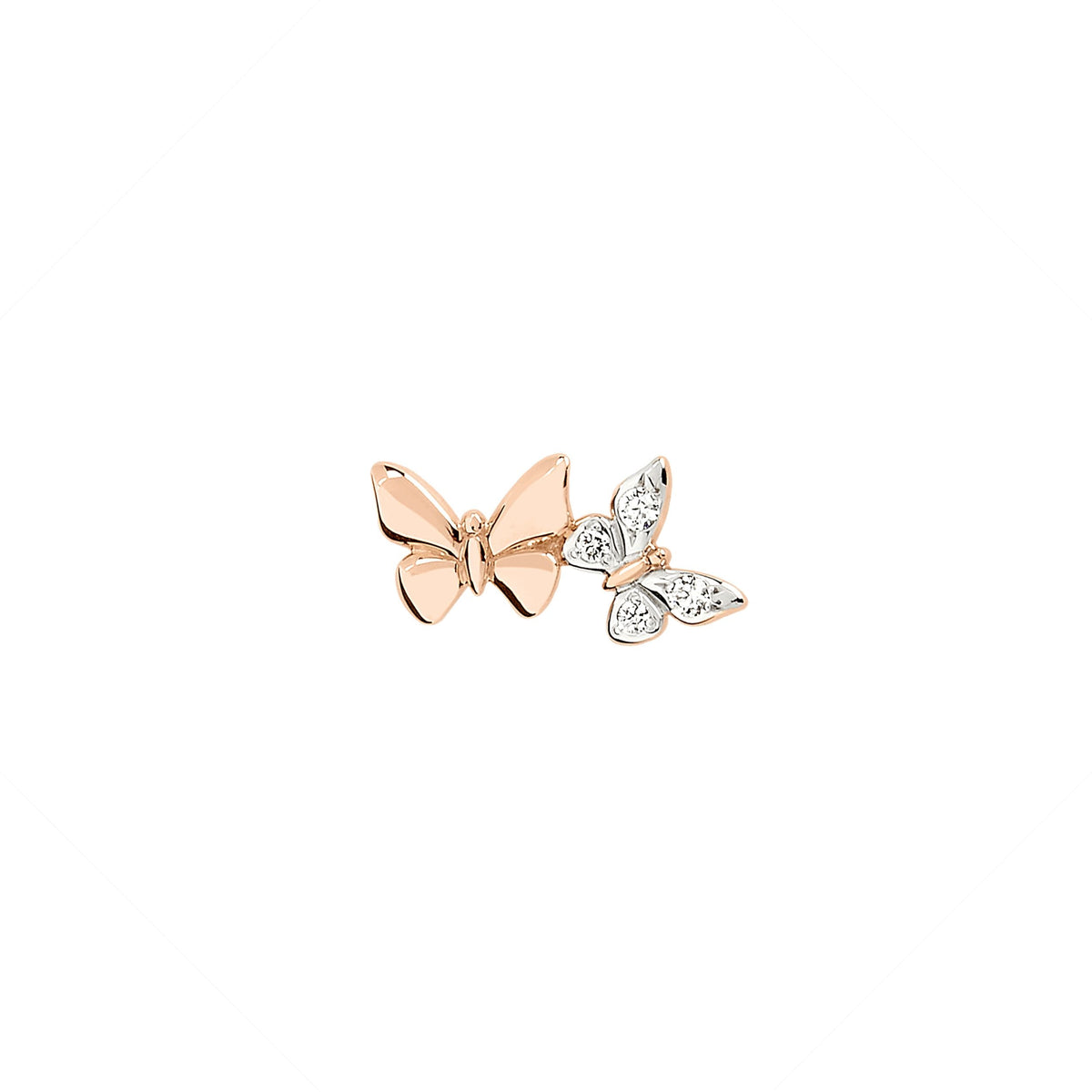 Butterfly rose gold & diamonds Stud Half-pair Earring - Rose Gold