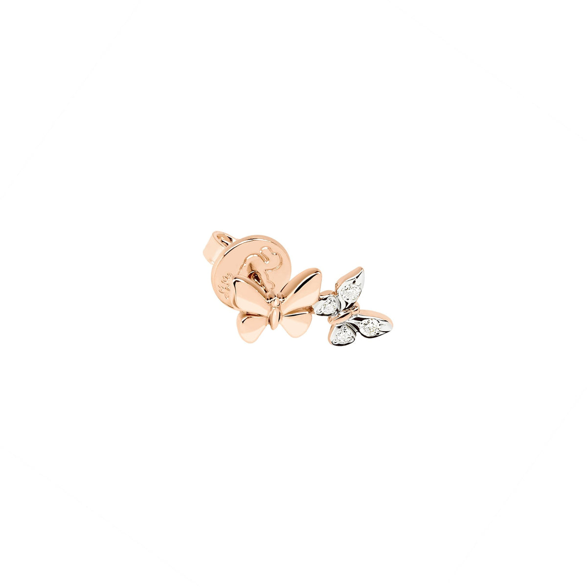 Butterfly rose gold & diamonds Stud Half-pair Earring - Rose Gold
