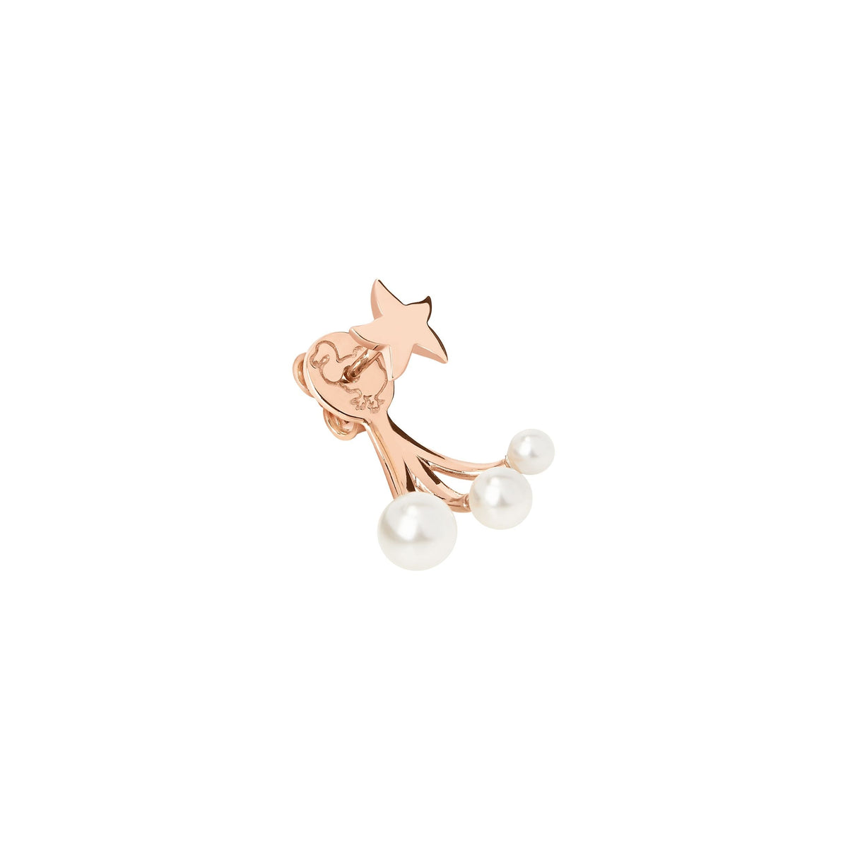 Stellina rose gold & crystal beads Half-pair left Earring - Rose Gold