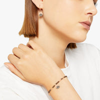 Moon & sun rose gold & diamonds Half-pair Earring - Rose Gold & Brown