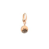 Moon & sun rose gold & diamonds Half-pair Earring - Rose Gold & Brown