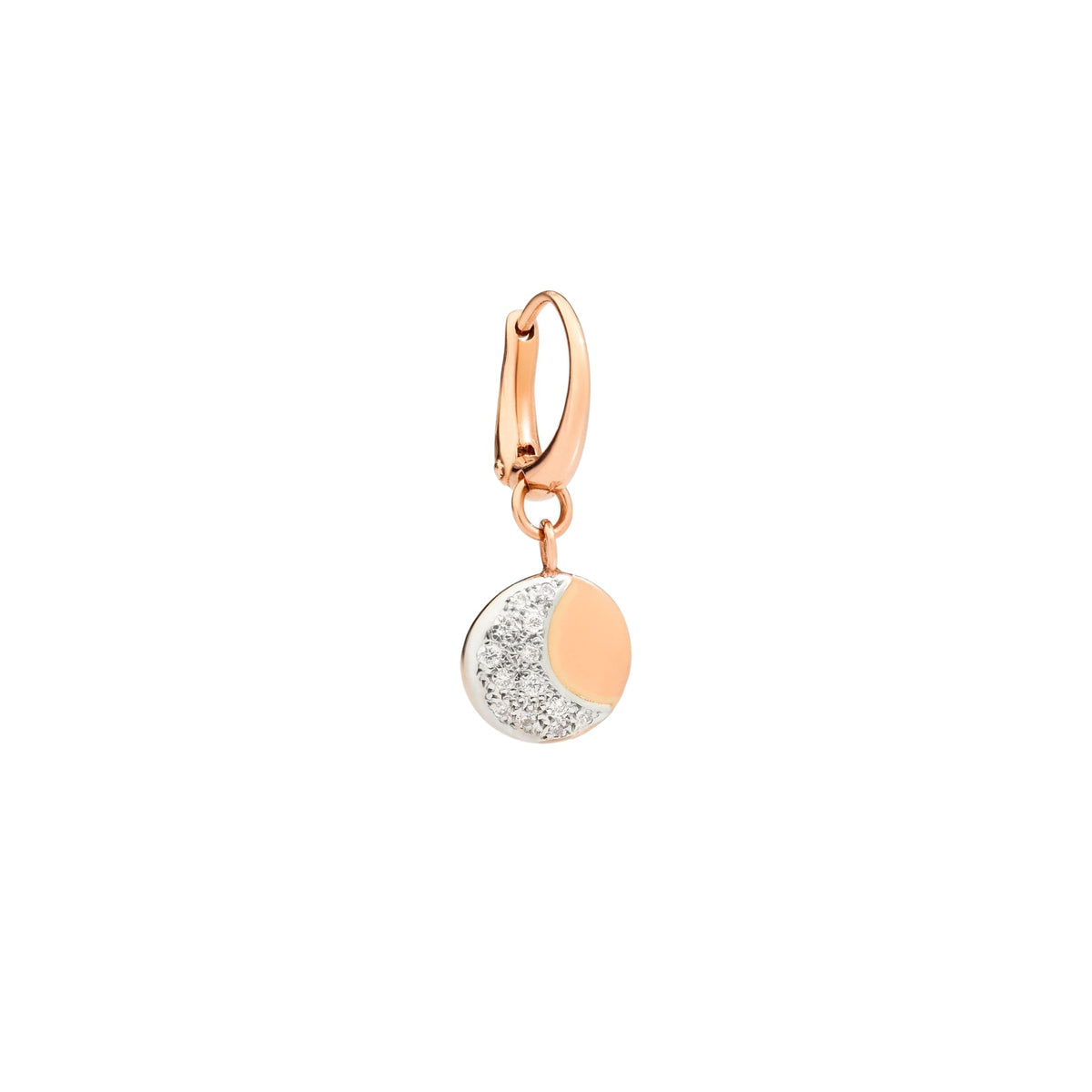 Moon & Sun rose gold & white diamonds Half-pair Earring - Rose Gold