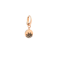 Moon & sun rose gold & diamonds Half-pair Earring - Rose Gold & Brown