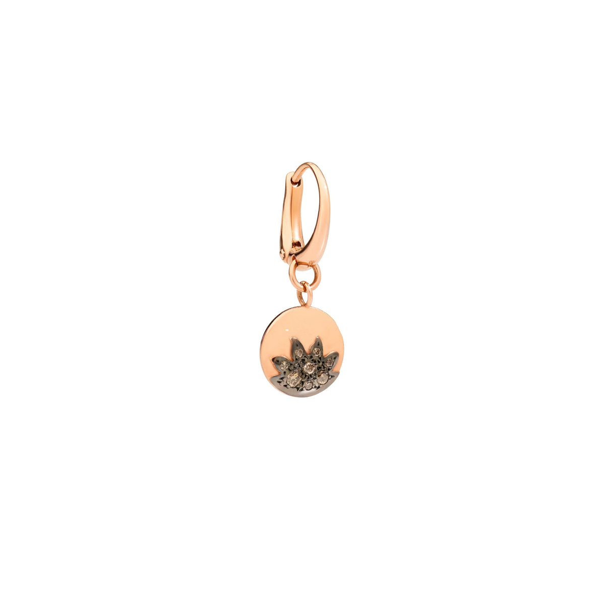 Moon & sun rose gold & diamonds Half-pair Earring - Rose Gold & Brown