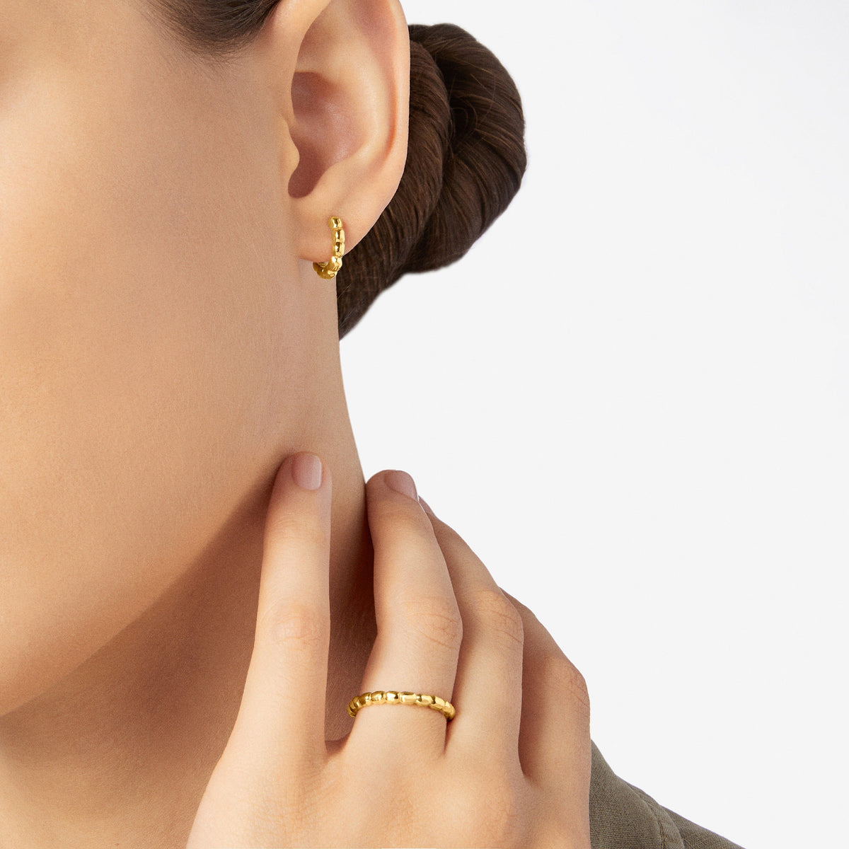 Granelli yellow gold Half-pair Earring - Yellow Gold