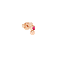 Bollicine rose gold & ruby Half-pair Earring - Rose Gold