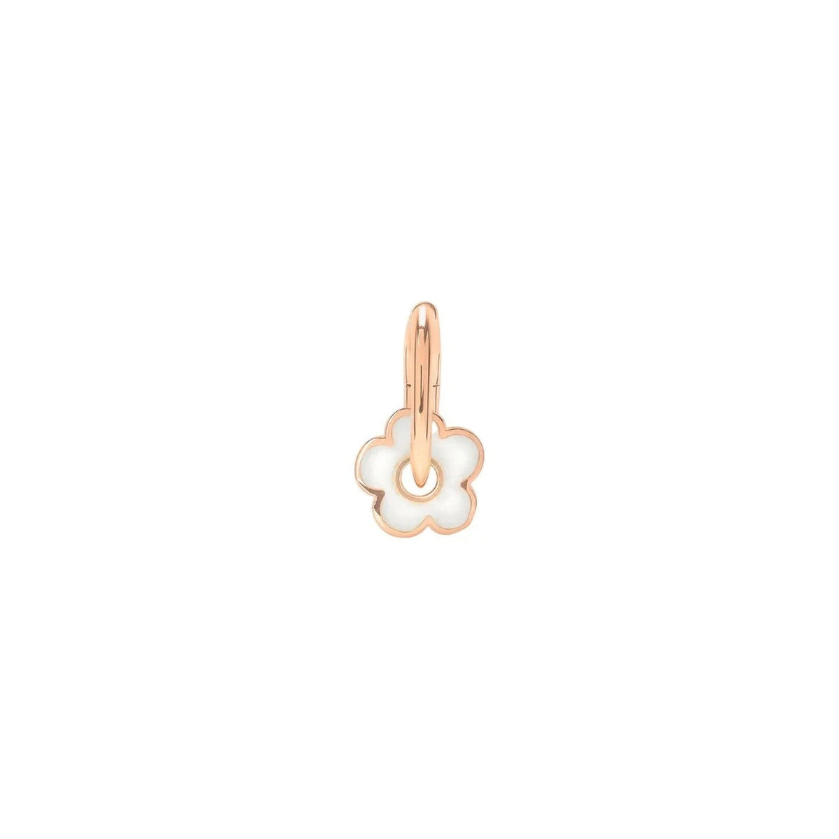 Flower rose gold & mother of pearl enamel Half-pair Earring - Rose Gold