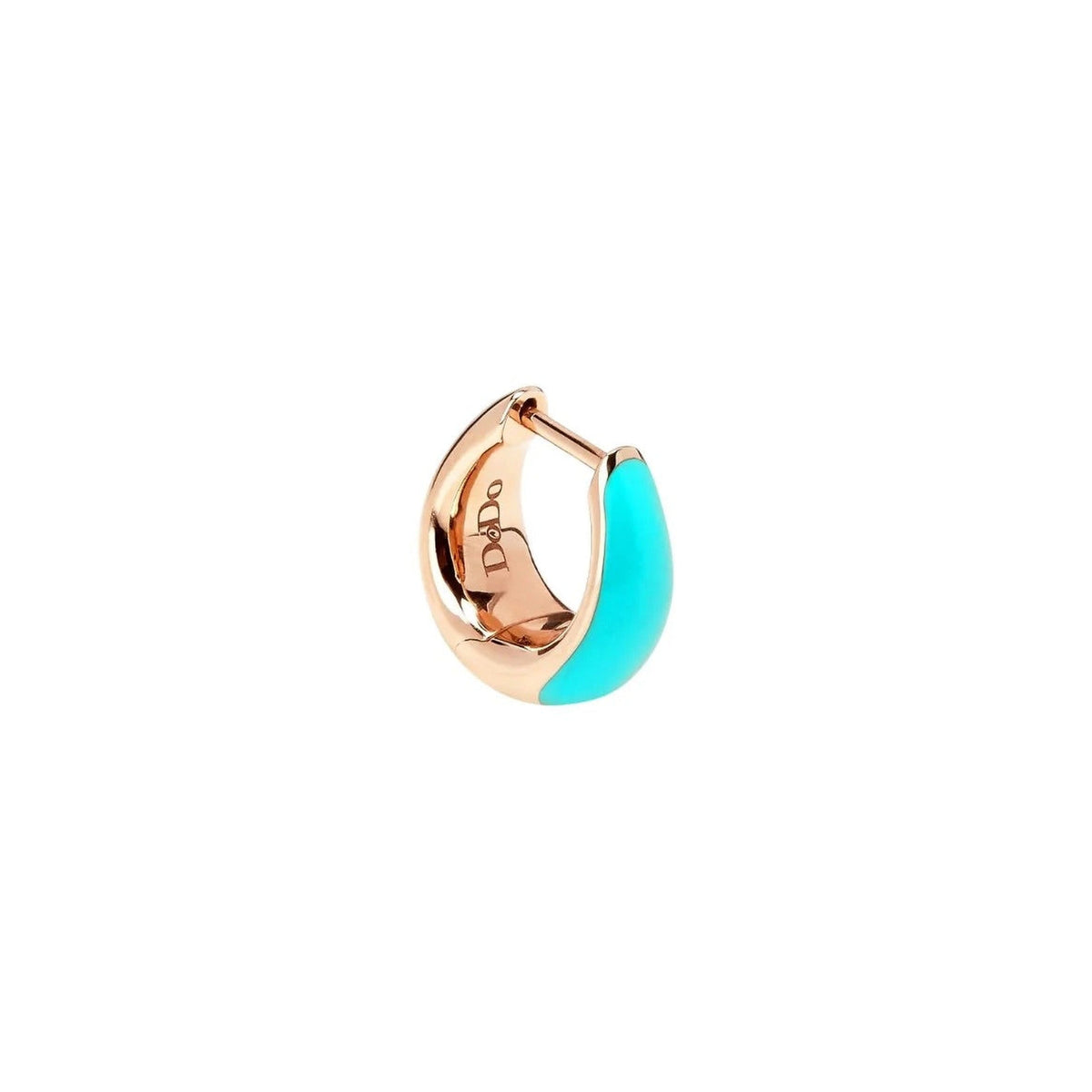 Rondelle rose gold & turquoise enamel Half-Pair Earring - Silver