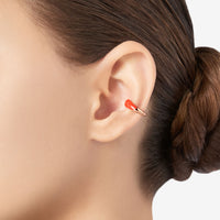 Rondelle rose gold plated silver & red enamel Earcuff - Rose Gold & Red