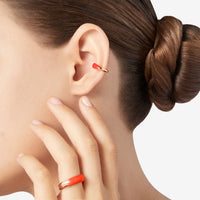 Rondelle rose gold plated silver & red enamel Earcuff - Rose Gold & Red