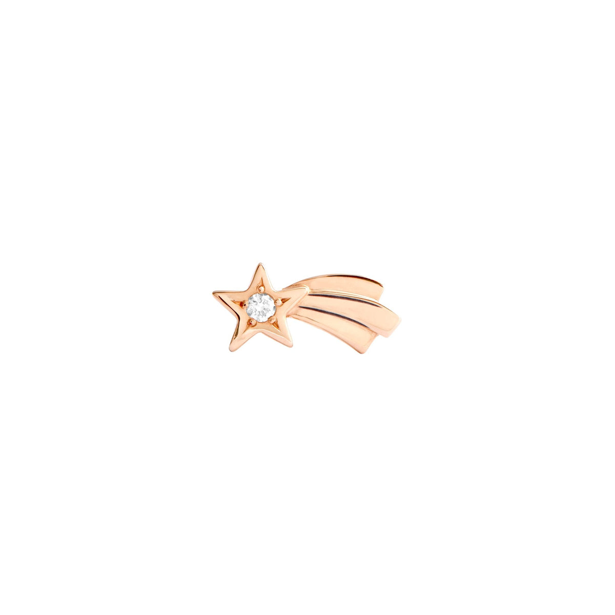 Comet Star rose gold & white diamonds Stud Half-pair Earring - Rose Gold