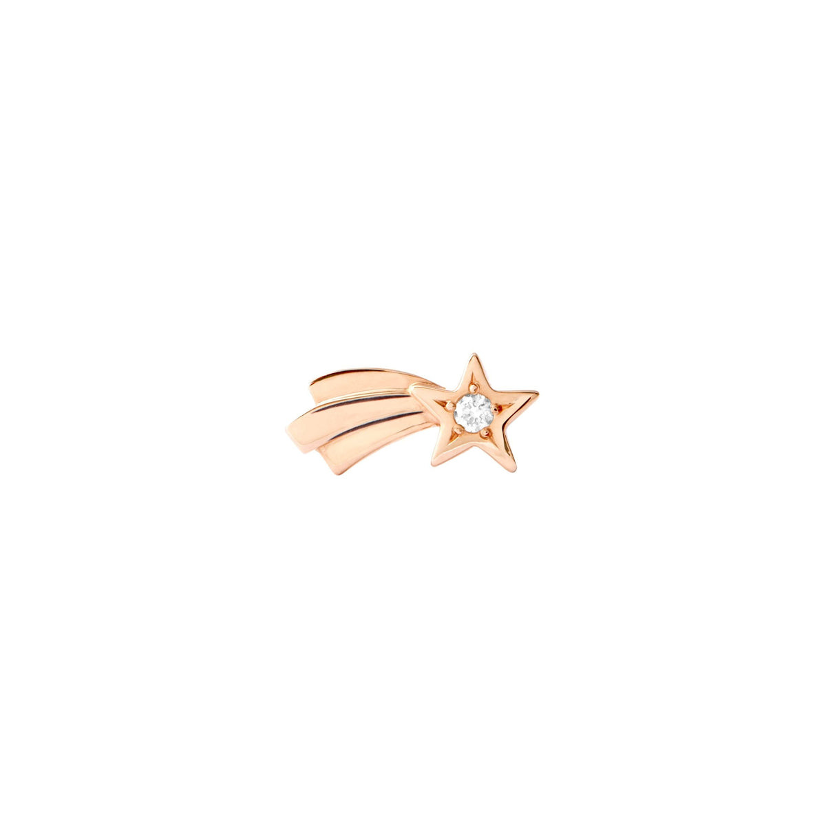 Comet Star rose gold & white diamonds Stud Half-pair Earring - Rose Gold
