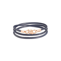 Nodo rose gold & blue leather cord Bracelet - Rose Gold & Grey