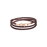 Nodo rose gold & brown leather cord Bracelet - Rose Gold & Brown