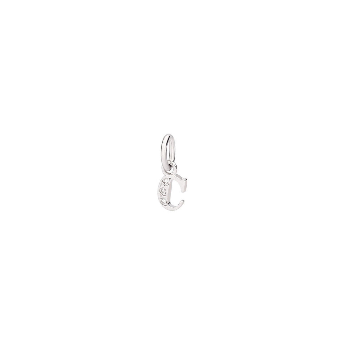 Precious letter C rhodium plated white gold & diamonds Charm - White Gold