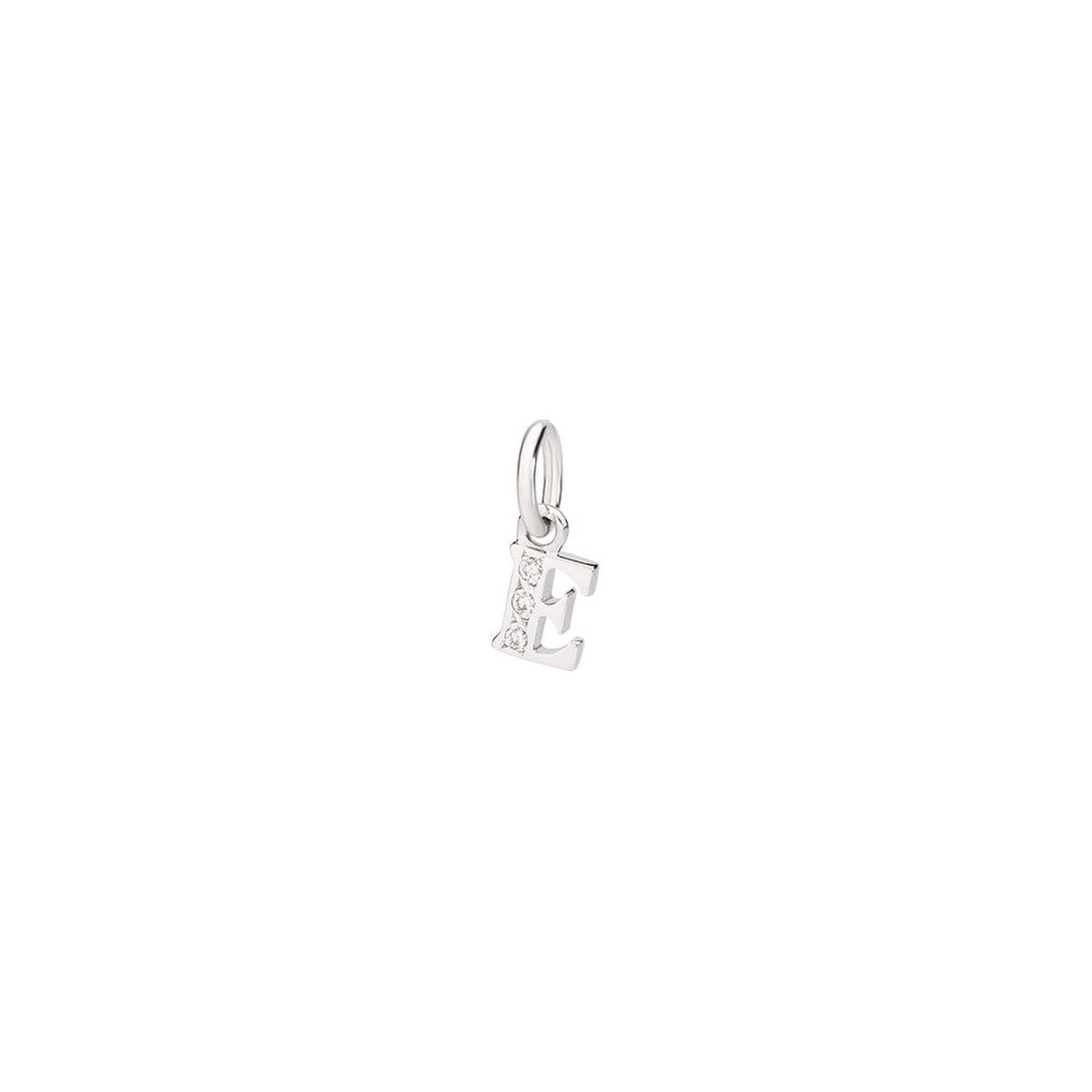 Precious letter E rhodium plated white gold & diamonds Charm - White Gold